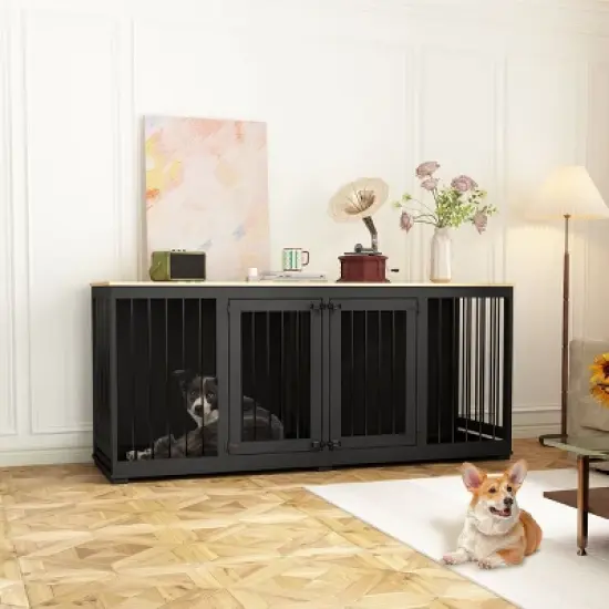 Famapy Indoor Furniture Kennel with Removable Partition Bottom Tray for 2 Dogs image {1}