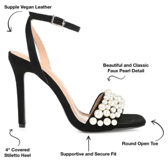 Journee Collection Womens Romey Buckle High Stiletto Open Toe Pumps image {7}