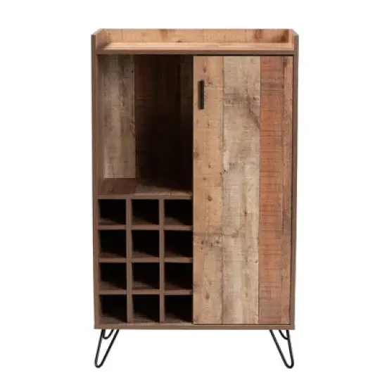 Mathis Wood and Wine Cabinet Brown/Gold - Baxton Studio image {3}
