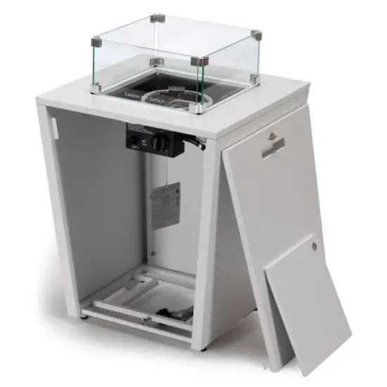 LeisureMod Marlin Modern Outdoor Patio Chaise Lounge Chair in White Aluminum Frame with Square Fire Pit Side Table image {6}