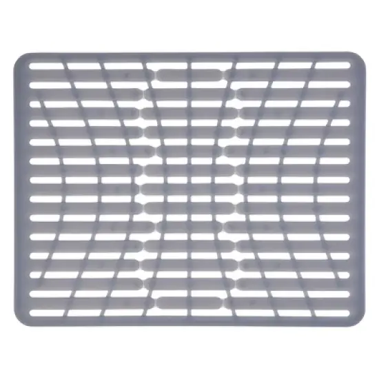 OXO 16.3" x 12.8" Silicone Sink Mat Gray: Kitchen Sink Protector & Dish Drying Rack image {6}