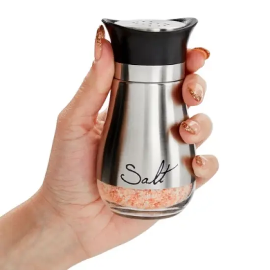 Juvale Stainless Steel Salt and Pepper Shakers Set with Glass Bottom, Perforated "S" and "P" Caps - Modern Kitchen Decor (4oz) image {6}