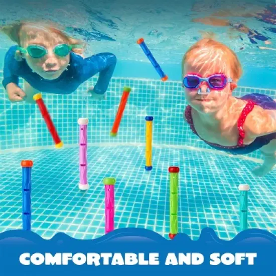 Joyfy 8 Pcs Diving Sticks Pool Toys, Underwater Adventure Diving Toys, Colorful Swimming Toy Sinking Throwing Sticks for Kids Summer Fun Pool Games image {1}