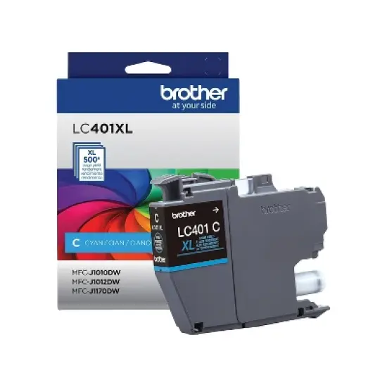 Brother LC401 Cyan High Yield Ink Cartridge Prints Up to 500 Pages (LC401XLCS) image {2}
