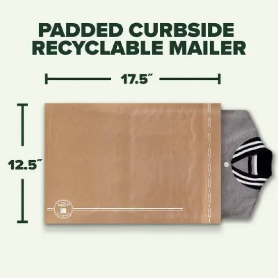 Scotch 12.5"x17.5" Curbside Recyclable Mailer Size 6: Self-Adhesive Padded Envelopes, 100% Recycled Paper, Tan image {2}