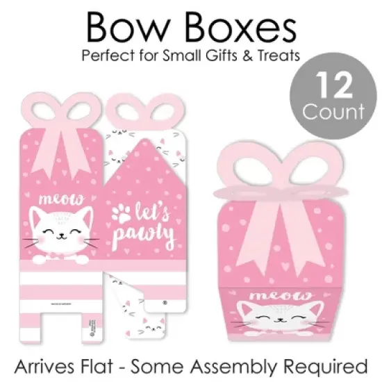 Big Dot of Happiness Purr-fect Kitty Cat - Square Favor Gift Boxes - Kitten Meow Baby Shower or Birthday Party Bow Boxes - Set of 12 image {5}