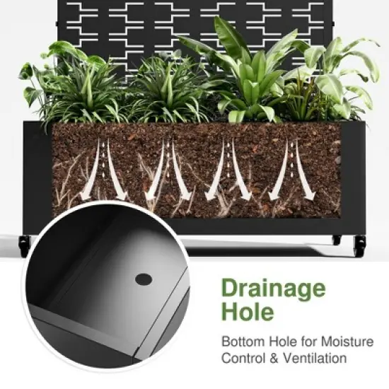 PexFix 72 in. x 35 in. Outdoor Metal Trellis with Planter Box in Bricks Pattern in Black image {5}