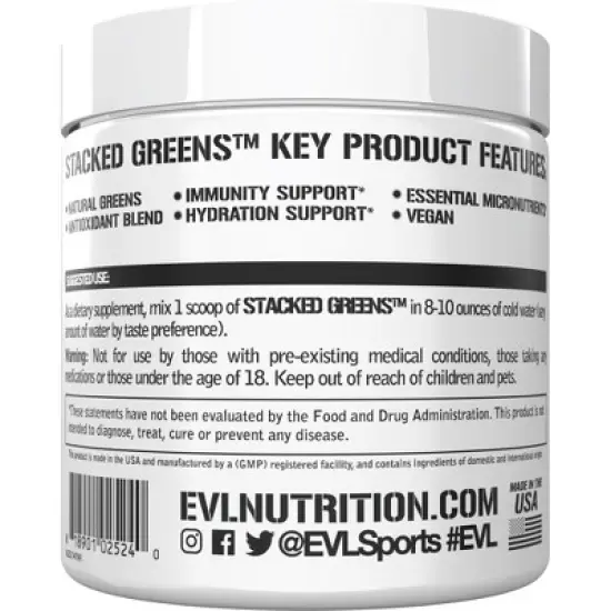 Evlution Nutrition -Stacked Greens - Natural Greens Blend - Orchard Apple - 30 Servings image {2}