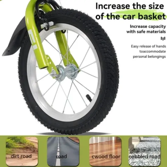 Aukfa 16-Inch Kids Bike with Training Wheels and Stand, Adjustable Seat and Handlebars,For Boys and Girls Aged 4-8 image {8}