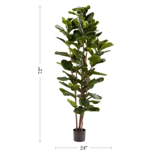 Fiddle Leaf Fig Tree - 72-Inch Fake Plant with Pot and Natural Feel Leaves for Home or Office - Artificial Plants Decor for Indoors by Pure Garden image {1}