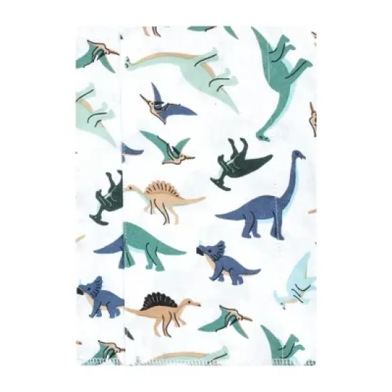Hudson Baby Boys Cotton Flannel Burp Cloths 4-Pack, Dino Friends, One Size image {2}