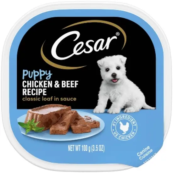 Cesar Classic Loaf in Sauce Chicken, Gravy and Beef Flavor Small Breed Puppy Wet Dog Food - 3.5oz image {10}