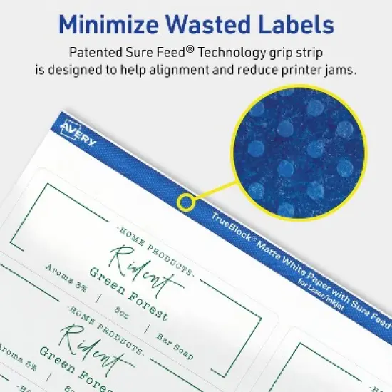 Avery TrueBlock Matte White Paper Labels,  1-1/3" x 4" Rectangle image {3}