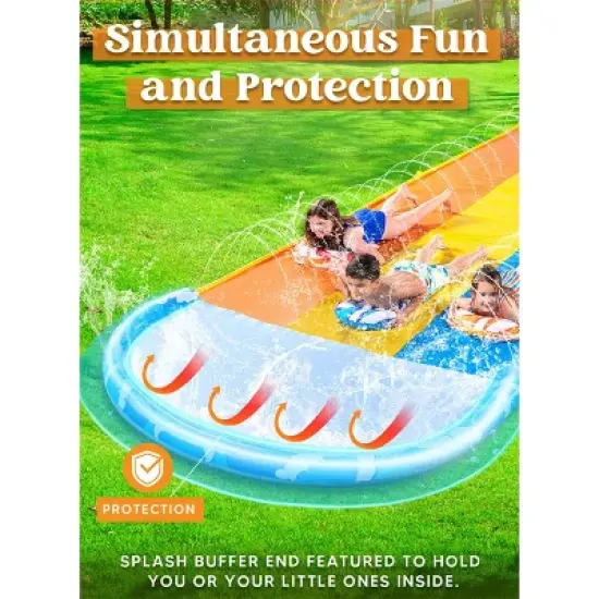 Joyfy 22.5ft Extra Large Triple Lane Water Slides, Summer Lawn Waterslides Toy with Build in Sprinkler for Kids Adults image {2}