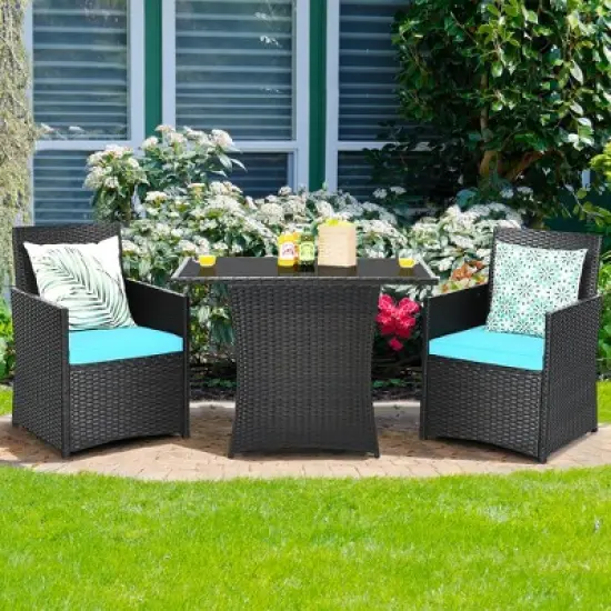 Costway 3PCS Patio Rattan Furniture Set Cushion Sofa Armrest Garden Deck image {14}