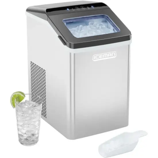 ICEMAN Pebble Countertop Ice Maker with Ice Scoop and Basket - Stainless Steel image {9}
