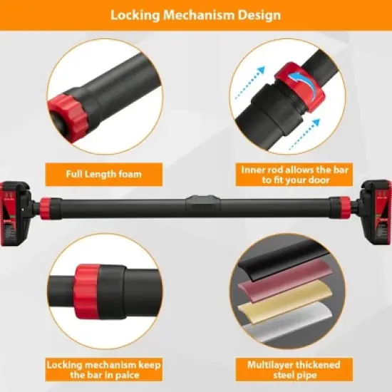 Doorway Pull Up Bar, Door Frame Chin Up Bar with Locking Mechanism, Adjustable Width, Strength Training Pullup Bar Max Load 440lbs image {4}