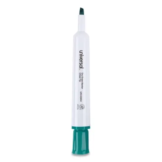 Universal Dry Erase Marker, Broad Chisel Tip, Green, Dozen image {1}