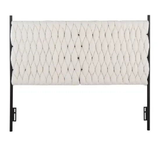 Queen Braided Matisse Faux Shearling/Metal Headboard Black/Cream - LumiSource image {2}