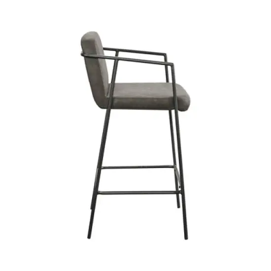 Burke Faux Leather Counter Height Barstool with Metal Frame Brown - Madison Park image {3}