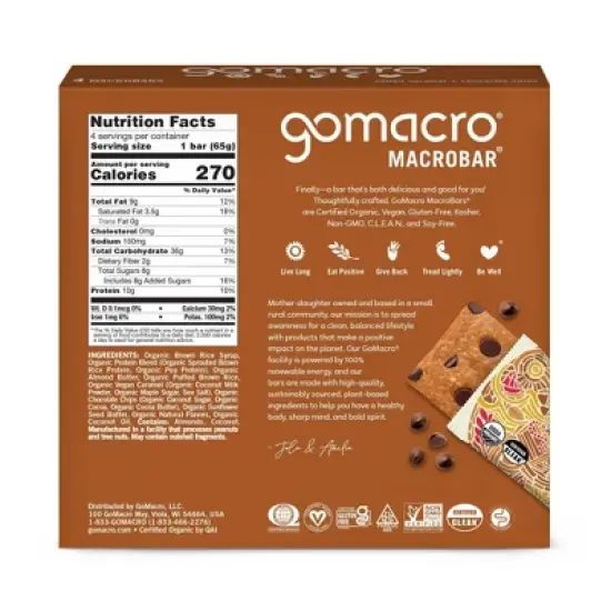 GoMacro Salted Caramel Chocolate Chips&nbsp; MacroBar - 4ct/ 7.1oz image {2}