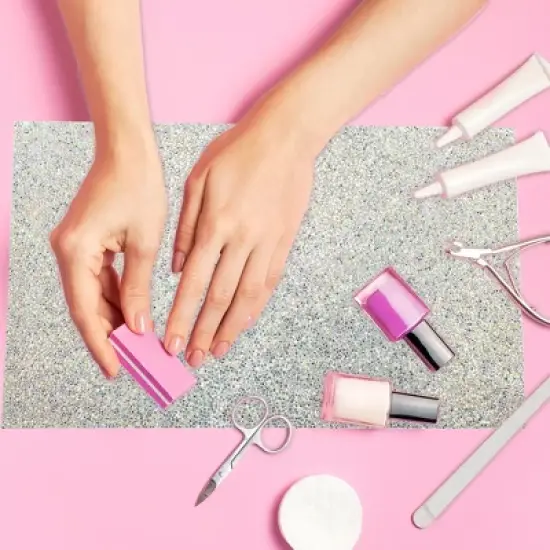 Unique Bargains Washable Bling Rhinestone PVC Manicure Nail Art Hand Arm Rest Pad image {1}