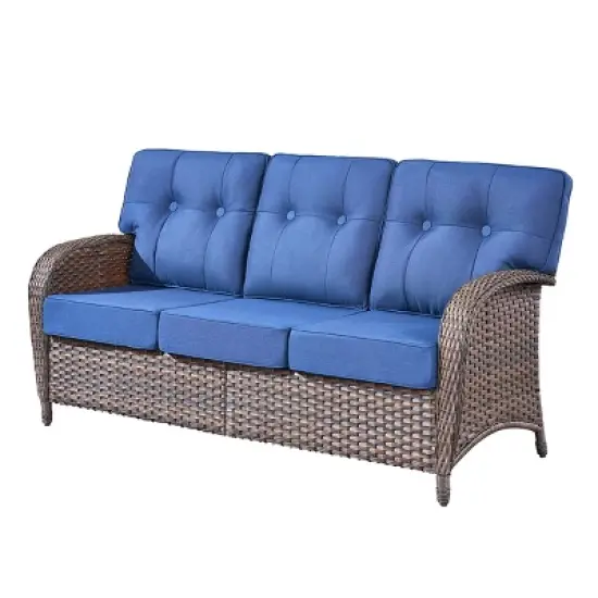 Gymojoy Outdoor Patio Couch PE Wicker 3-Seat Rattan Sofa image {2}