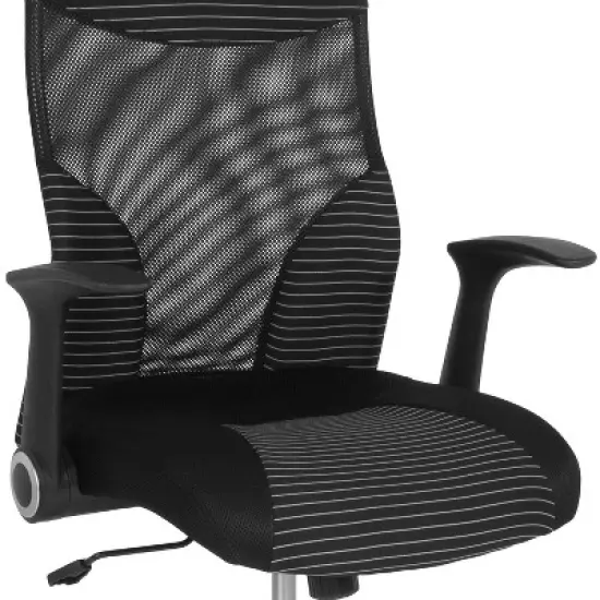 Emma and Oliver High Back Black/White Ergonomic Office Chair with Contemporary Mesh Design image {5}