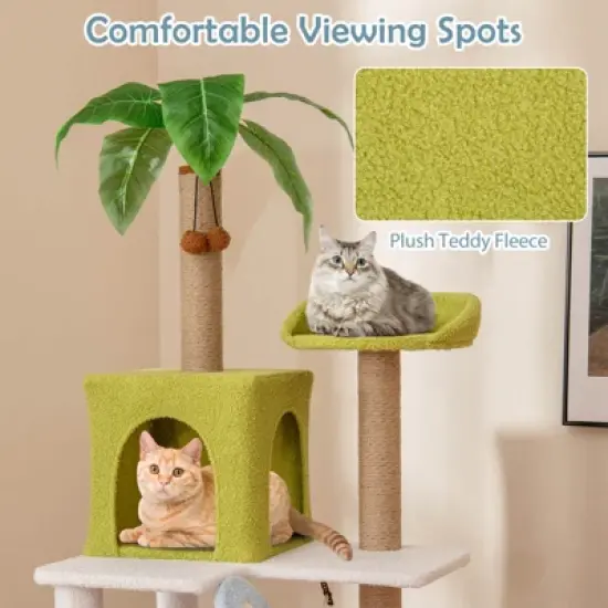 Costway 71&rdquo; Tall Cat Tree Multi-Level Aesthetic Beach-Themed Cat Tower w/ Jute Scratching Posts image {9}