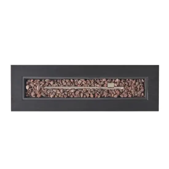 40-Inch Rectangular Outdoor Iron Fire Pit With Propane Tank Storage - 50,000 BTU, Dark Grey image {13}