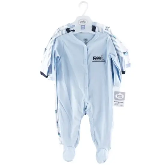 Luvable Friends Baby Boy Cotton Snap Sleep and Play 3pk, Train image {1}