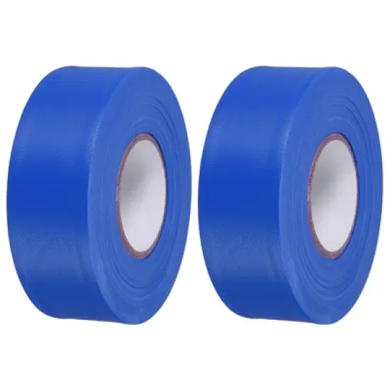 Unique Bargains PVC Non-Adhesive Flagging Tapes for Trail Outdoor 2 Pcs Blue 1-1/5" x 147 ft image {5}