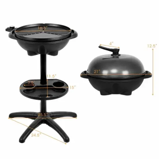 Costway Electric BBQ Grill 1350W Non-stick 4 Temperature Setting Outdoor Garden Camping image {1}