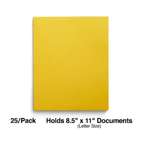 Staples School Grade 2 Pocket Folder with Fasteners Yellow 25/Box 27546-CC image {1}