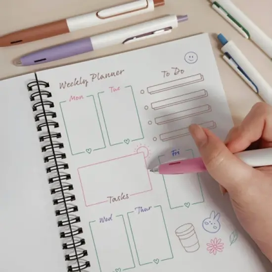 Wrapables Whisper Motion Silent Retractable Gel Pen Set (5 Pack), 0.5mm Fine Point, for Home, Office, Work image {12}