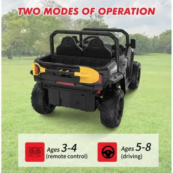 24V Ride On Dump Truck with Remote Control, 2 Seater Electric Toy Car for Kids, All-Terrain Kids Construction Vehicle w/Dump Bed & Shovel image {3}