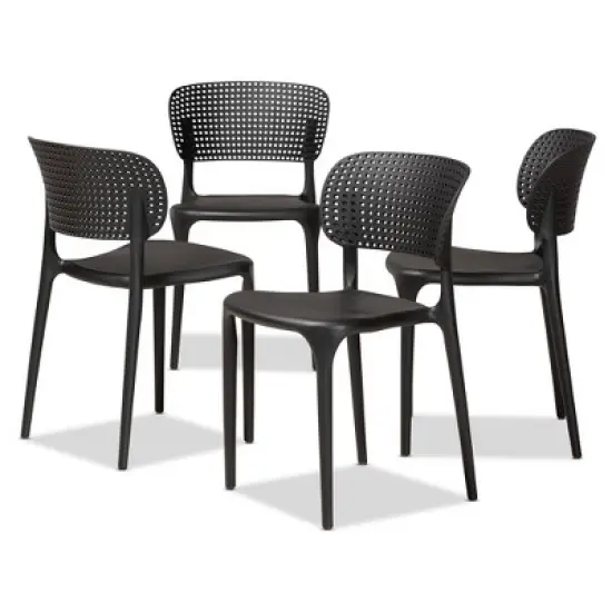4pc Rae Plastic Stackable Dining Chair Set - Baxton Studio image {9}