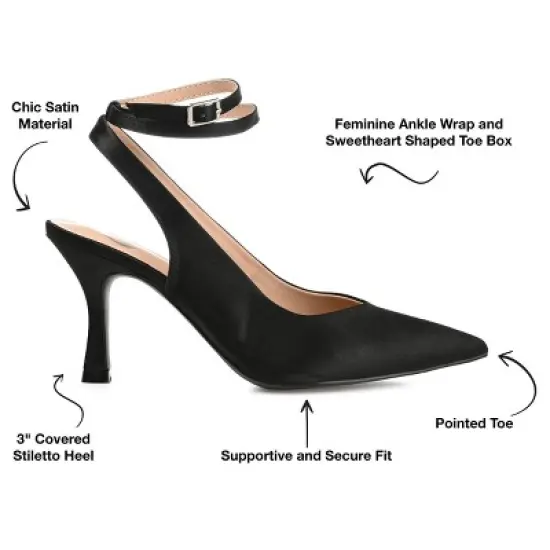 Journee Collection Womens Marcella Buckle Mid Stiletto Pointed Toe Pumps image {7}