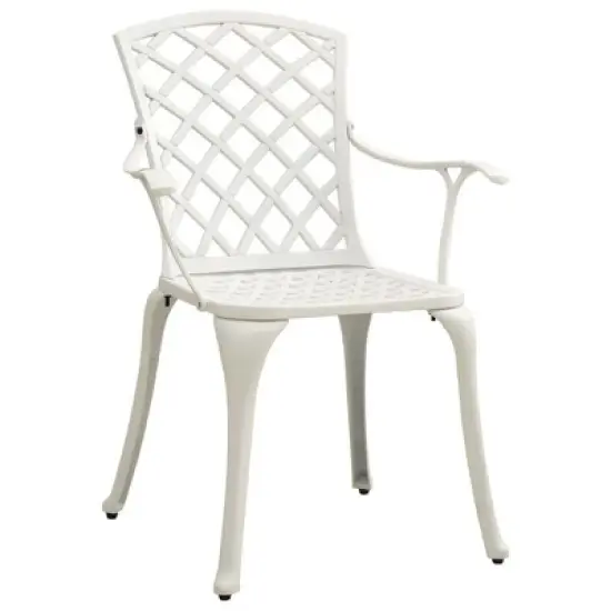 vidaXL Patio Bistro Set 3 Piece Patio Round Table and Chairs Cast Aluminum - White image {9}