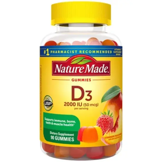Nature Made Vitamin D3 2000 IU (50 mcg), for Bone Health and Immune Support Vitamin Gummies image {10}