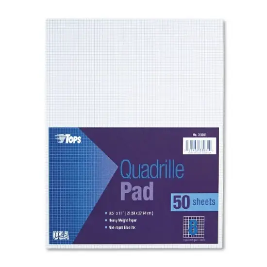 TOPS Quadrille Pads 8 Squares/Inch 8 1/2 x 11 White 50 Sheets 33081 image {7}