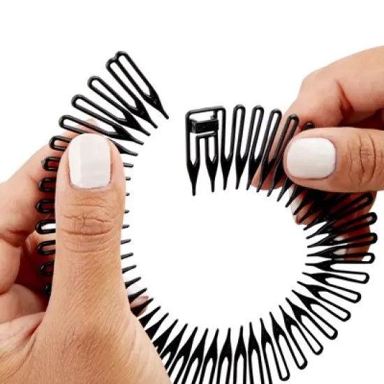 Glamlily 12 Pack 90s Zig Zag Style Circle Headbands with Teeth for Women's Hair Accessories (3 Assorted Colors) image {3}