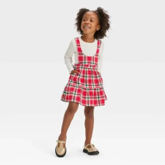 Toddler Girls' Plaid Skirtall Set - Cat & Jack&trade; Red image {3}