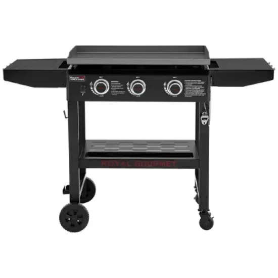 RoyalGourmet 3-Burner Propane Gas Griddle with Collapsible Side Shelves GB3000HTG Black image {1}