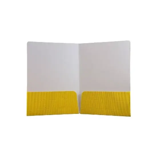 JAM Paper Corrugated Two-Pocket Fluted Folders Yellow 87499D image {1}
