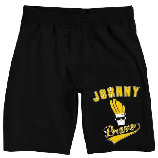 Johnny Bravo Logo Men's Black Sleep Pajama Shorts image {6}