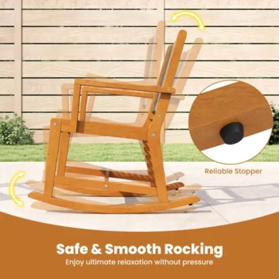 Costway 3 Piece Patio Rocking Set with Rattan Seat & Back Square Side Table for Porch image {5}