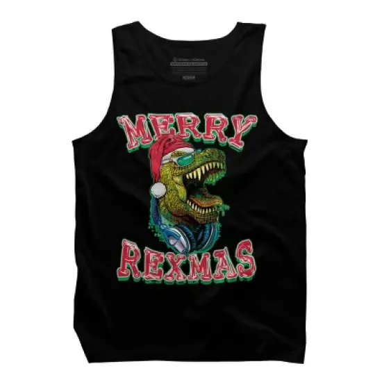 Men's Design By Humans Merry RexMas T Rex Christmas Dinosaur By MudgeStudios Tank Top image {4}