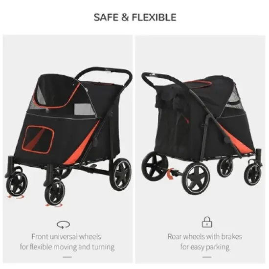 Gulches Pet Strollers: Black 1-Click Foldable Stroller for Medium to Large Dogs image {3}