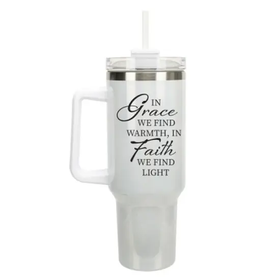 Elanze Designs In Grace Find Warmth In Faith Find Light 40 oz. Stainless Steel, Large Water Bottle Coffee Mug, Spill & Leak Resistant, Thermal Travel image {1}